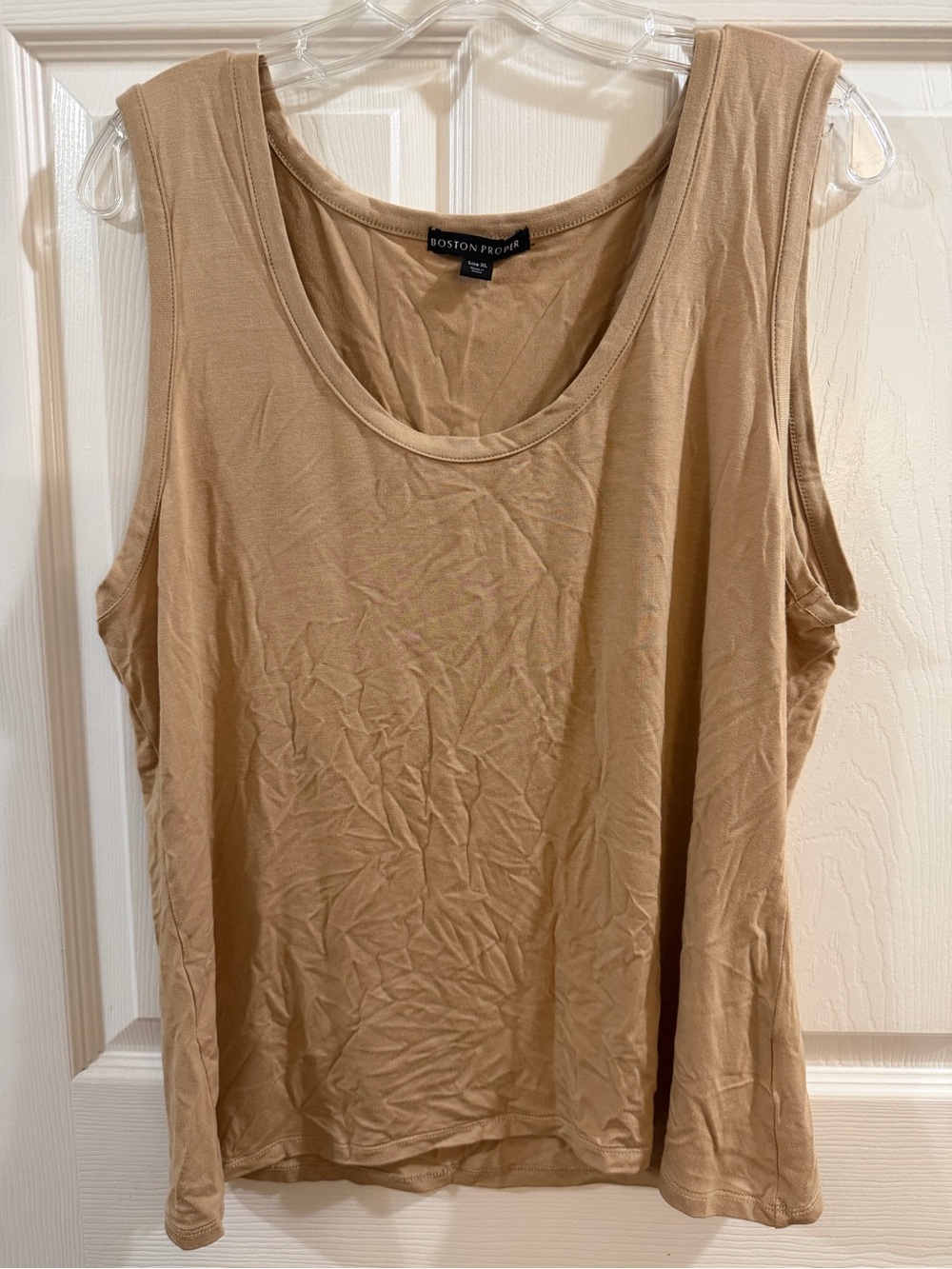 Boston Proper Lightweight Tan Scoop-Neck Tank